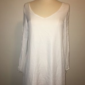 White Long Sleeve with Slit Dress